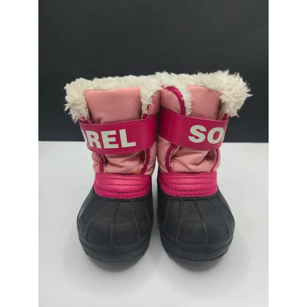 Sorel Snow Boots Commander Toddler Size 6 Pink Black Waterproof Insulated NV1877